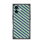 プレミアムスクエアケース with MagSafe［ Small Stripe - Navy × Green ］