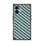 プレミアムスクエアケース with MagSafe［ Small Stripe - Navy × Green ］