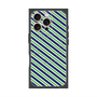 プレミアムスクエアケース with MagSafe［ Small Stripe - Navy × Green ］