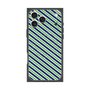 プレミアムスクエアケース with MagSafe［ Small Stripe - Navy × Green ］