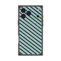 プレミアムスクエアケース with MagSafe［ Small Stripe - Navy × Green ］