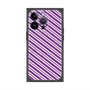 プレミアムスクエアケース with MagSafe［ Small Stripe - Purple × Pink ］