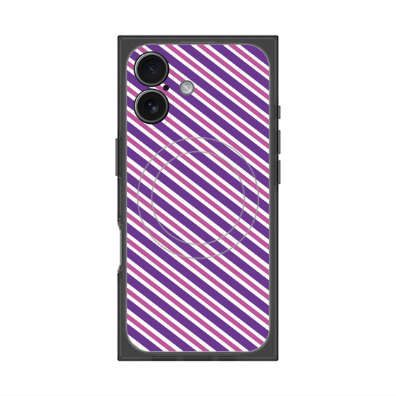 プレミアムスクエアケース with MagSafe［ Small Stripe - Purple × Pink ］