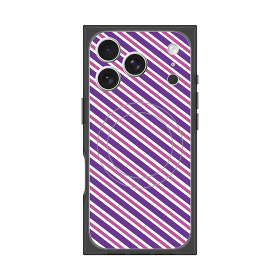 プレミアムスクエアケース with MagSafe［ Small Stripe - Purple × Pink ］