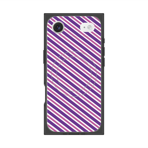 プレミアムスクエアケース with MagSafe［ Small Stripe - Purple × Pink ］