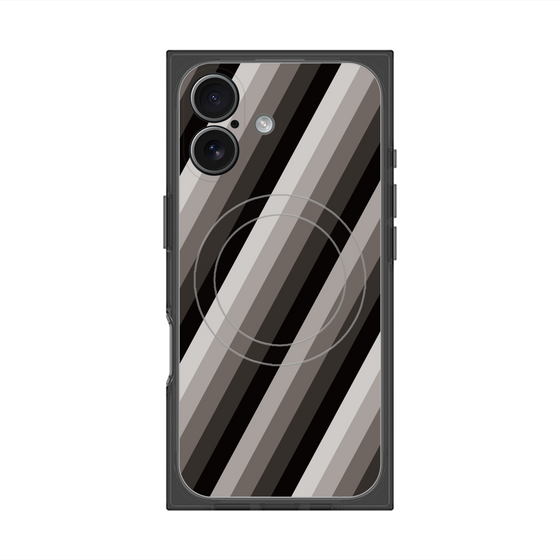 プレミアムスクエアケース with MagSafe［ Middle Stripe - Black ］