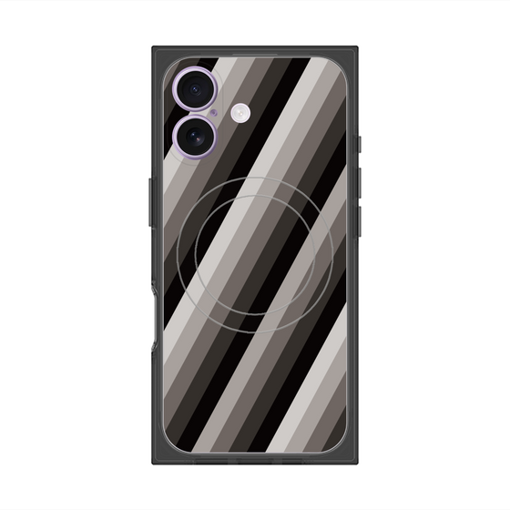 プレミアムスクエアケース with MagSafe［ Middle Stripe - Black ］