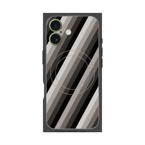 プレミアムスクエアケース with MagSafe［ Middle Stripe - Black ］