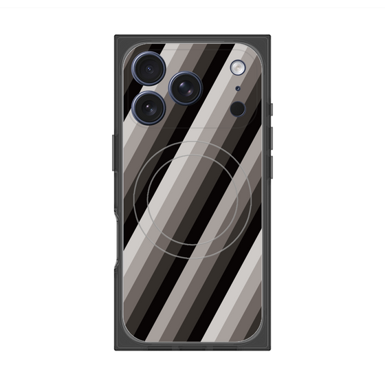 プレミアムスクエアケース with MagSafe［ Middle Stripe - Black ］