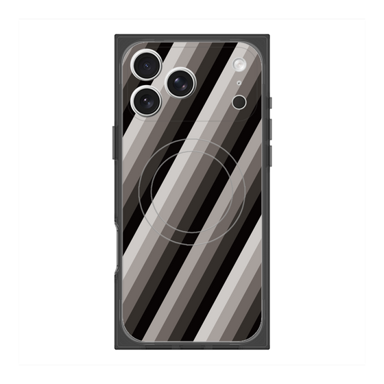 プレミアムスクエアケース with MagSafe［ Middle Stripe - Black ］