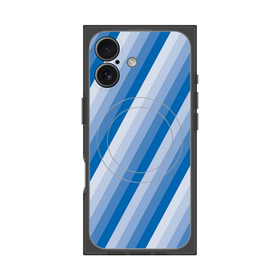 プレミアムスクエアケース with MagSafe［ Middle Stripe - Blue ］