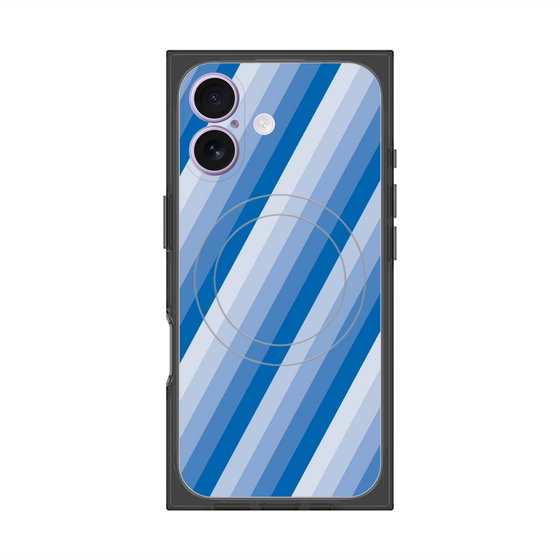 プレミアムスクエアケース with MagSafe［ Middle Stripe - Blue ］