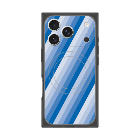 プレミアムスクエアケース with MagSafe［ Middle Stripe - Blue ］