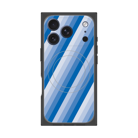 プレミアムスクエアケース with MagSafe［ Middle Stripe - Blue ］