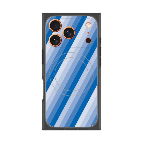 プレミアムスクエアケース with MagSafe［ Middle Stripe - Blue ］