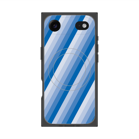 プレミアムスクエアケース with MagSafe［ Middle Stripe - Blue ］