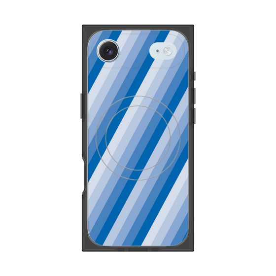 プレミアムスクエアケース with MagSafe［ Middle Stripe - Blue ］