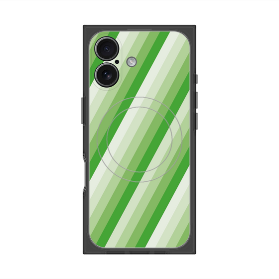 プレミアムスクエアケース with MagSafe［ Middle Stripe - Green ］
