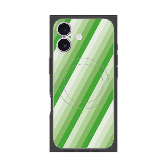 プレミアムスクエアケース with MagSafe［ Middle Stripe - Green ］