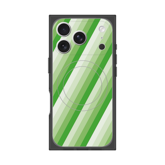 プレミアムスクエアケース with MagSafe［ Middle Stripe - Green ］