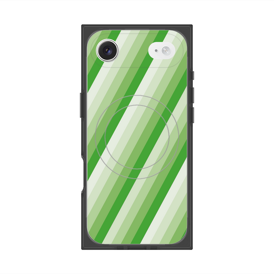 プレミアムスクエアケース with MagSafe［ Middle Stripe - Green ］