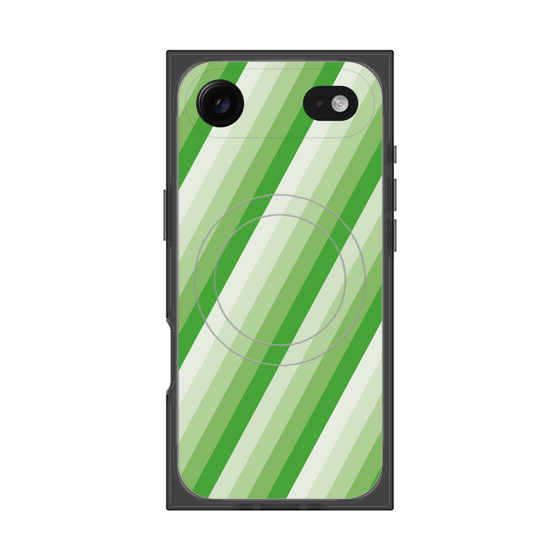 プレミアムスクエアケース with MagSafe［ Middle Stripe - Green ］