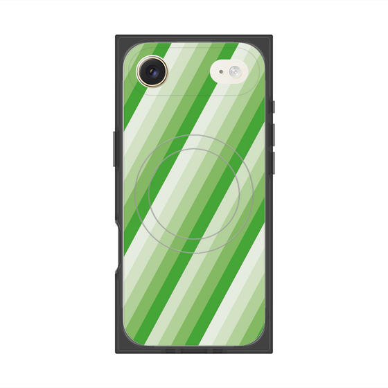 プレミアムスクエアケース with MagSafe［ Middle Stripe - Green ］