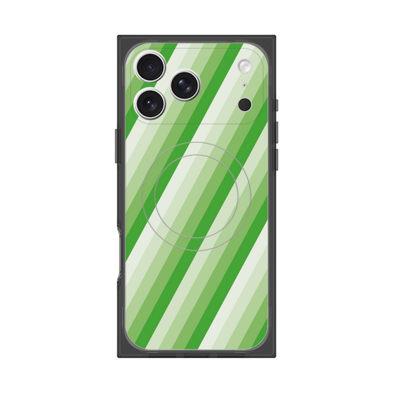 プレミアムスクエアケース with MagSafe［ Middle Stripe - Green ］