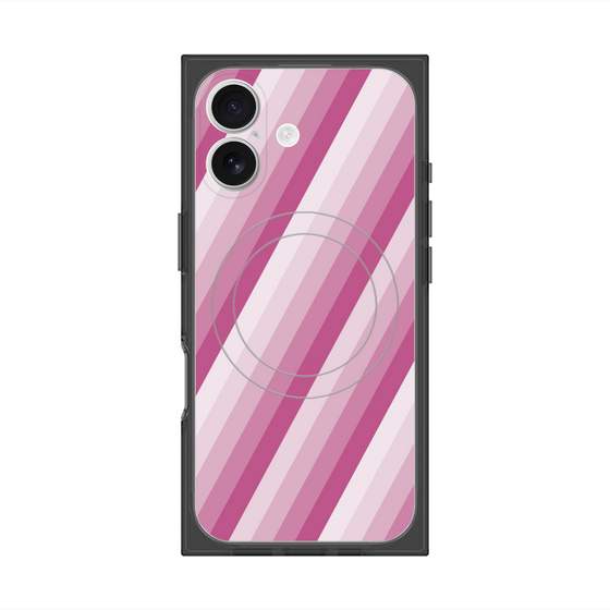 プレミアムスクエアケース with MagSafe［ Middle Stripe - Pink ］