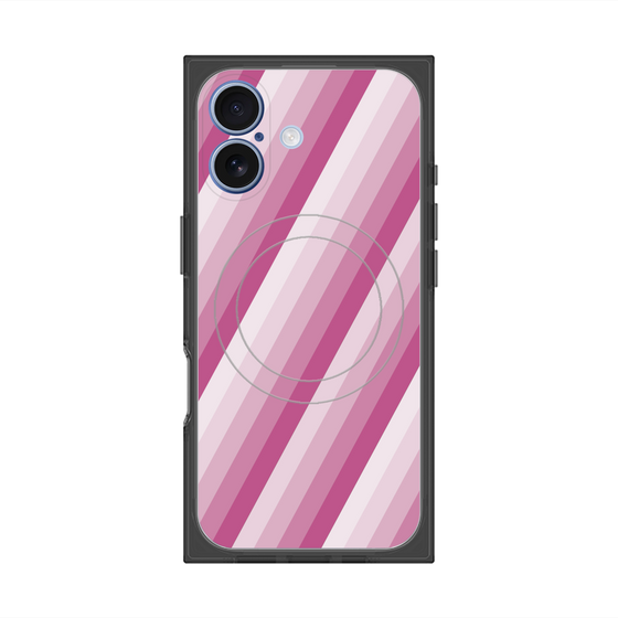 プレミアムスクエアケース with MagSafe［ Middle Stripe - Pink ］