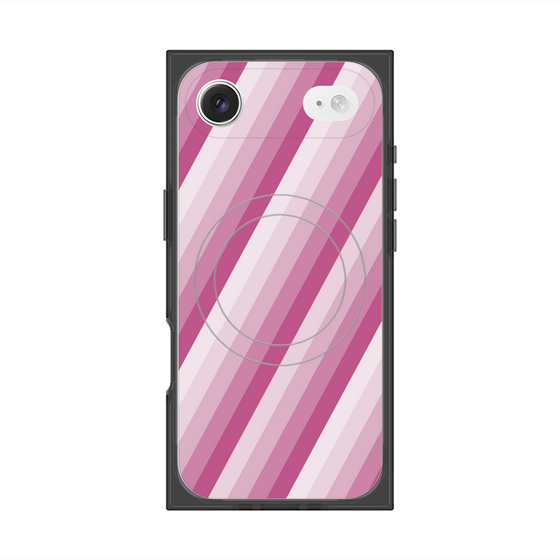 プレミアムスクエアケース with MagSafe［ Middle Stripe - Pink ］