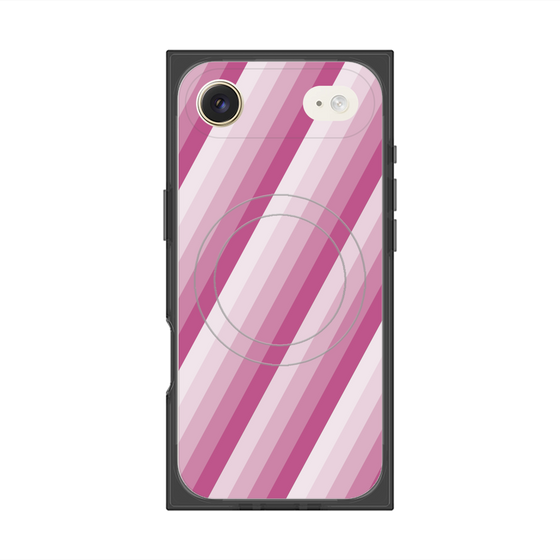 プレミアムスクエアケース with MagSafe［ Middle Stripe - Pink ］