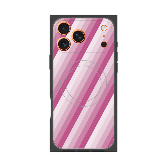 プレミアムスクエアケース with MagSafe［ Middle Stripe - Pink ］