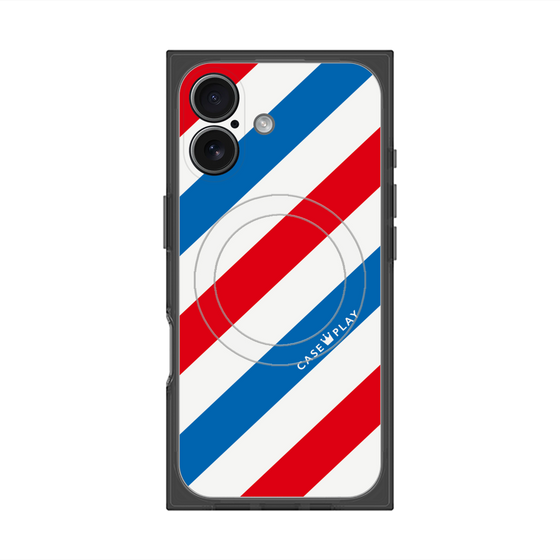 プレミアムスクエアケース with MagSafe［ Big Stripe - Red × Blue ］