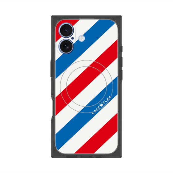 プレミアムスクエアケース with MagSafe［ Big Stripe - Red × Blue ］