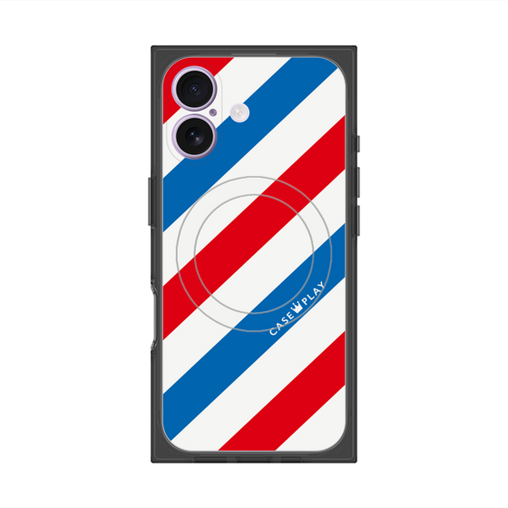 プレミアムスクエアケース with MagSafe［ Big Stripe - Red × Blue ］