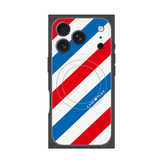 プレミアムスクエアケース with MagSafe［ Big Stripe - Red × Blue ］