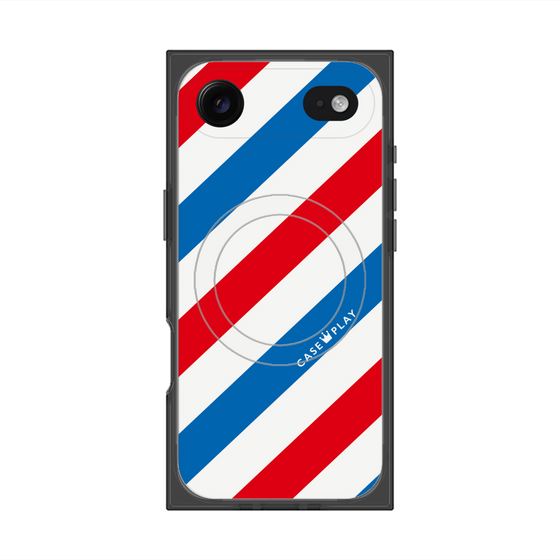 プレミアムスクエアケース with MagSafe［ Big Stripe - Red × Blue ］