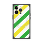 プレミアムスクエアケース with MagSafe［ Big Stripe - Green × Yellow ］