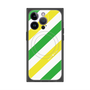 プレミアムスクエアケース with MagSafe［ Big Stripe - Green × Yellow ］