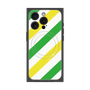 プレミアムスクエアケース with MagSafe［ Big Stripe - Green × Yellow ］