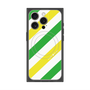プレミアムスクエアケース with MagSafe［ Big Stripe - Green × Yellow ］