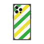 プレミアムスクエアケース with MagSafe［ Big Stripe - Green × Yellow ］