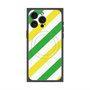 プレミアムスクエアケース with MagSafe［ Big Stripe - Green × Yellow ］
