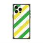プレミアムスクエアケース with MagSafe［ Big Stripe - Green × Yellow ］