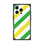 プレミアムスクエアケース with MagSafe［ Big Stripe - Green × Yellow ］