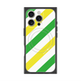 プレミアムスクエアケース with MagSafe［ Big Stripe - Green × Yellow ］