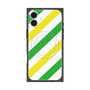 プレミアムスクエアケース with MagSafe［ Big Stripe - Green × Yellow ］