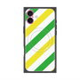 プレミアムスクエアケース with MagSafe［ Big Stripe - Green × Yellow ］