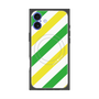 プレミアムスクエアケース with MagSafe［ Big Stripe - Green × Yellow ］